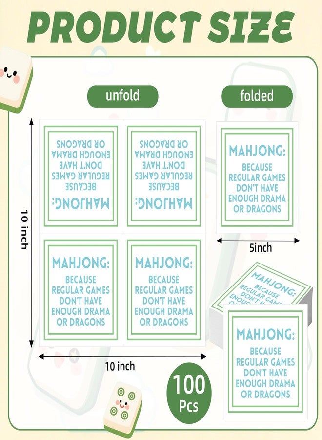 Weekgrat 100 Pcs Funny Mahjong Cocktail Napkins 5'' x 5'' Folded Mahjong Disposable 2-ply Paper Party Beverage Napkin Decorative Tableware Supply for Bar Wedding 5 Design Choices - Image 2